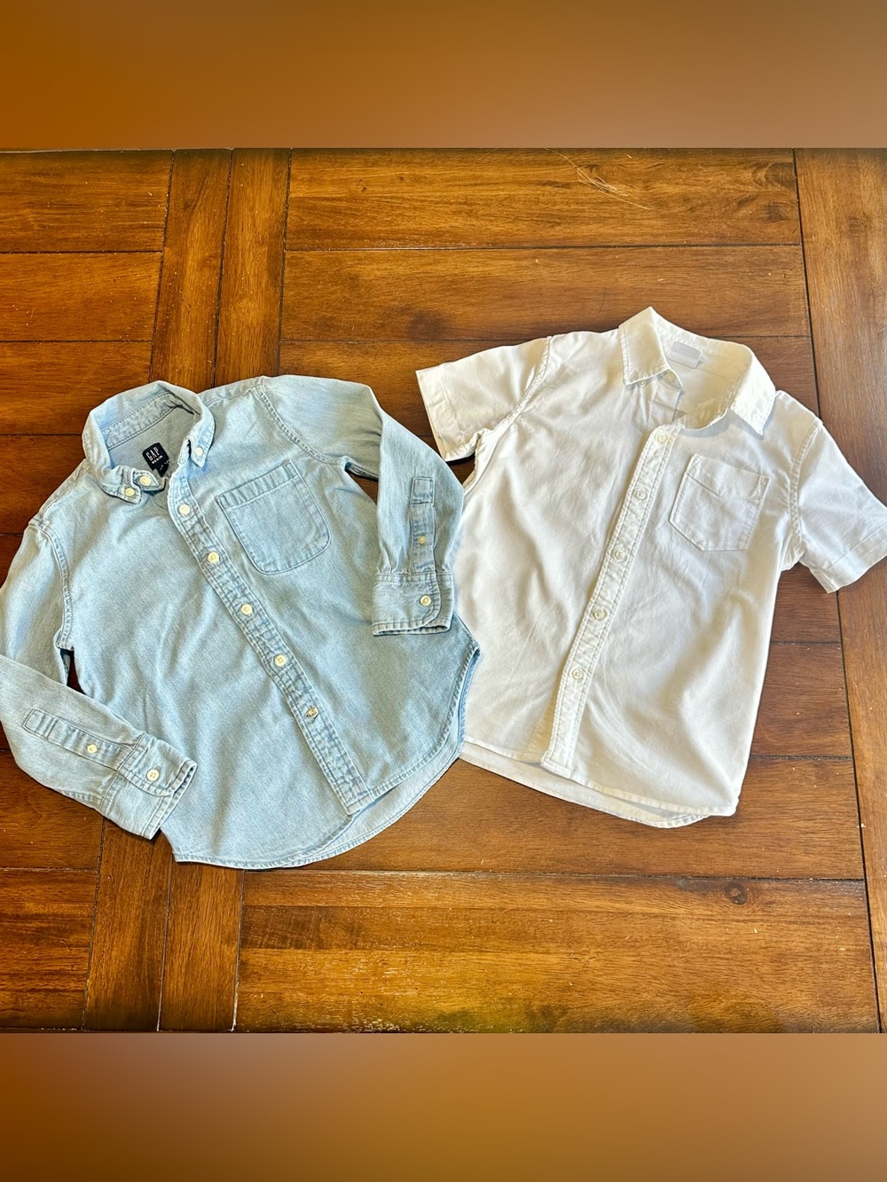 Boys Gap Button Up Shirts - Denim Look , White Woven | Size Small or 6/7